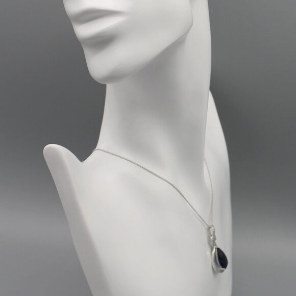 Jewelry necklace teardrop blue crystals 925 sterling silver elegant beautiful - Picture 7 of 8